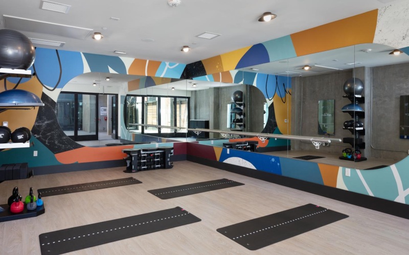 a gym with exercise equipment
