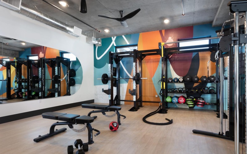 a gym with exercise equipment