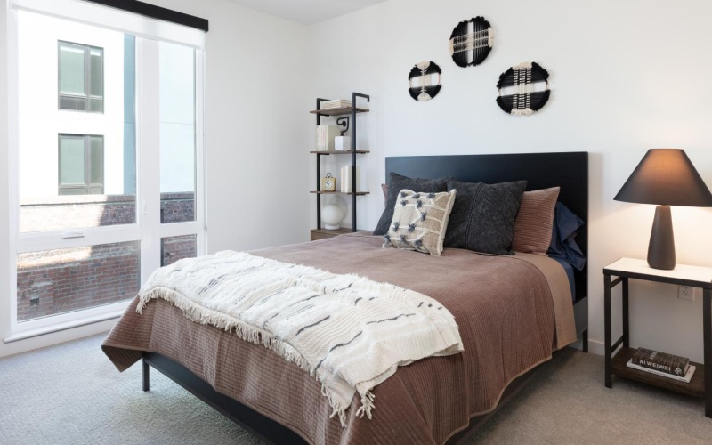 a bed in a room